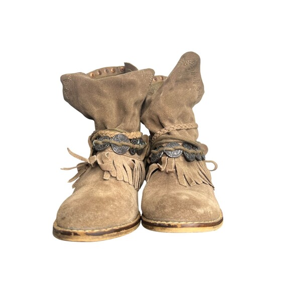 Anthropologie Musse Cloud Boots Women's 6 Brown Suede Fringe Boho Western - Picture 5 of 10